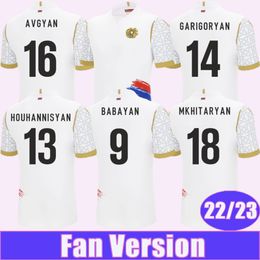 22 23 Armenië Nationaal Team Heren Voetballen Jerseys Babayan Avgyan Mkhitaryan Haroyan Gardoryan 3e wit voetbalhemd Korte mouwen Volwassen uniformen