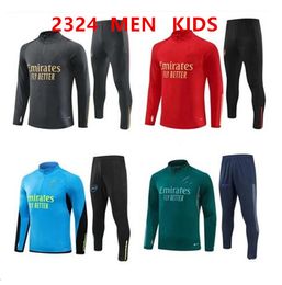 2023 /24 Arsen tracksuit sets Men Kids voetbalvoetbal 23 24 half getrokken lange mouw voetbal voetbal Gunners trainingspak overlevende voet chandal jogging kits