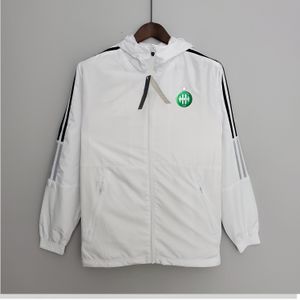 22-23 Association Sportive de Saint-Etienne Veste homme sport de loisirs Coupe-vent Maillots fermeture éclair complète Coupe-vent à capuche Manteau de mode pour hommes Logo personnalisé