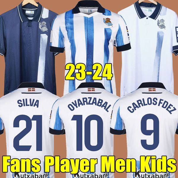 23 24 Real Sociedad camisetas de fútbol OYARZABAL SILVA TIERNEY camiseta de fútbol 2023 2024 MERINO ZUBIMENDI CARLOS FDEZ TOMAR KUBO BARRENE BRAIS MENDEZ Hombres uniforme