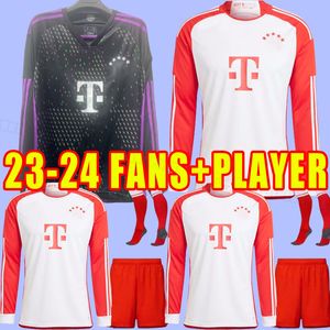 23 24 Bayern Soccer Jerseys Munich de Ligt Sane 2023 2024 Football Shirt Goretzka Gnabry Kimmich Fans à manches longues Full Full Home Away Third Fans Player Version Version