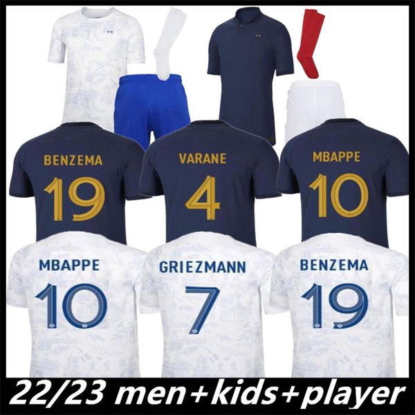 22/23 BENZEMA MBAPPE maillots de football version joueur GRIEZMANN POGBA 22 23 Coupe du monde de France équipe nationale francia GIROUD fans hommes et enfants KANTE Maillots de football