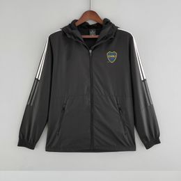 22-23 Boca Juniors chaqueta para hombre deporte de ocio rompevientos Jerseys cremallera completa rompevientos con capucha abrigo de moda para hombre logotipo personalizado