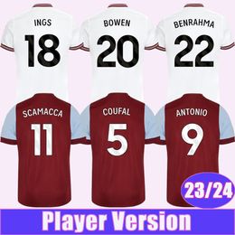 23 24 L. PAQUETA SCAMACCA Mens Player Version Soccer Jerseys Bowen Ings Benrahma Kehrer Soucek Antonio Home Away Chemises de football à manches courtes