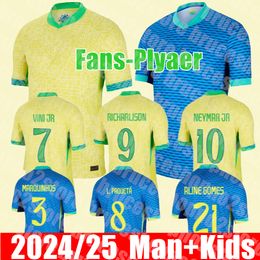 Gloednieuw 2024 2025 Brazilië thuis uit voetbalshirt NEYMAR JR Brasil CASEMIRO Nationaal team G.JESUS P.COUTINHO Heren voetbalshirt Uniform L.PAQUETA T.SILVA PELE VINI JR