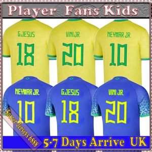 22/23 Brésil VINI JR. Maillot de football 2022 brasil CASEMIRO NEYMAR J R Équipe nationale G.JESUS P.COUTINHO Chemise Extérieur L.PAQUETA T.SILVA PELE MARCELO Uniforme de football