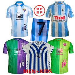 23/24 CF Jerseys de fútbol de Malaga 2023/2024 Juanpi Luis Munoz Febas Adrian Football Shirt Burgos Casas Juankar Camiseta de Futbol Juande Febas Uniformes Hombres Kits Kids Kits