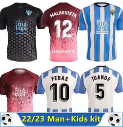 22 23 Cf Malaga Voetbalshirts 2023 2022 Uit Juanpi Luis Munoz Febas Adrian Voetbalshirt Burgos Casas Juankar Camiseta De Futbol