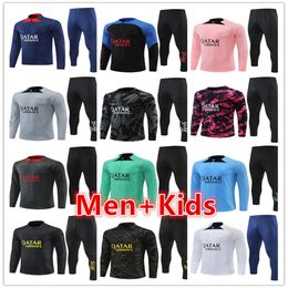 22 23 Chandal Tuta PSGS Men Men voetbal trainingspak Trainingspak Jersey Jacket Kit 2022 2023 PSGS Messis Mbappe Mens en kindervoetbal Tracksuit Jogging Survetement Foot