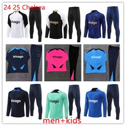 24 25 Chelse Soccer Training Suit 2024 CFC Mannen en kinderen Half Zipper Chelse voetbal Jogging Tracksuit Pulisic Set Survetement