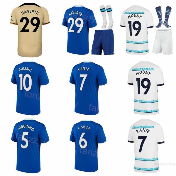 22 23 Club Man Youth 17 Ensemble de maillots de football STERLING 19 MOUNT 6 SILVA 5 JORGINHO 10 PULISIC 7 KANTE MENDY AZPILICUETA KOULIBALY JAMES 29 Kits de football HAVERTZ QieErXi