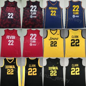 Men 22 Caitlin Clark Indiana Fever Jerseys College Basketball 2024-25 Iowa Hawkeyes University Embroderie et couture de coton pur bleu marine blanc noir rouge jaune rouge