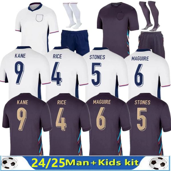 2024 2025 Jerseys de fútbol de Inglaterra 24/25 Saka Foden Bellingham Grealish Rashford Sterling National Team Kane Football Shirt Kit Red White Blue Men Kids Kits