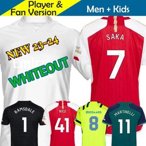 23 24 ArsEn ArsenAll Soccer Jerseys Whiteout Special GunNER 2023 2024 Home Away 3ème joueur Version Train Odegaard Saka Rice Hommes Femmes Chemises de football Kits pour enfants