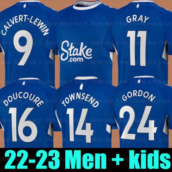 22 23 Jerseys de football à domicile Everton Calvert-Lewin Gray Townsend Doucoure Y.mina Holgate Mykolenko Gordon 2023 Away Black Third Football Shirt