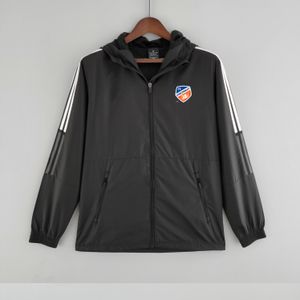 22-23 FC Cincinnati Veste pour hommes Sport de loisirs Coupe-vent Jerseys Fermeture éclair complète Coupe-vent à capuche Manteau de mode pour hommes Logo personnalisé