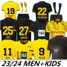 4xl Haller voetbal jerseys Dortmund 23 24 voetbalshirt Reus Reyna Dortmund Neongelb Sancho Hummels Brandt Witsel 2023 2024 Men Kids Kit Maillot de Foot