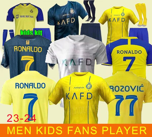 23 24 Al Nassr FC Home Away 3ème Jerseys de football Ronaldo CR7 Gonzalo Mane Martinez Talisca FANS Player Version Hommes Enfants Kit Football Shiirt Uniforme