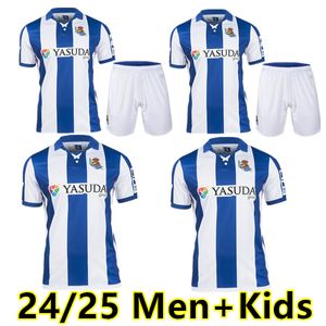 Real Sociedad 2024 2025 Soccer Jersey Oyarzabal X Prieto Portu David Silva voetbalshirt Take 24 25Carlos Fernandez Camiseta de Futbol Men Kit Kids Equipment