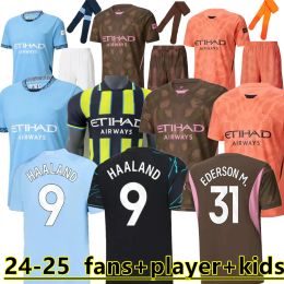 24 25 Haaland Man Citys Jerseys de fútbol 2024 2025 Fans de jugadores Camisa de fútbol de fodén de fodena de Grealish de Bruyne Gesus Bernardo Mahrez Maillot Foot Men Kids Kits