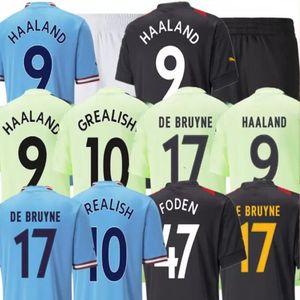 22 23 Jerseys de fútbol de Haaland Ciudades de Mans Grealish Mans Mahrez de Bryne Foden American Football Camiseta 325R