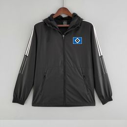 22-23 Hamburger SV chaqueta de hombre ocio deporte rompevientos Jerseys cremallera completa con capucha rompevientos para hombre abrigo de moda Logo personalizado