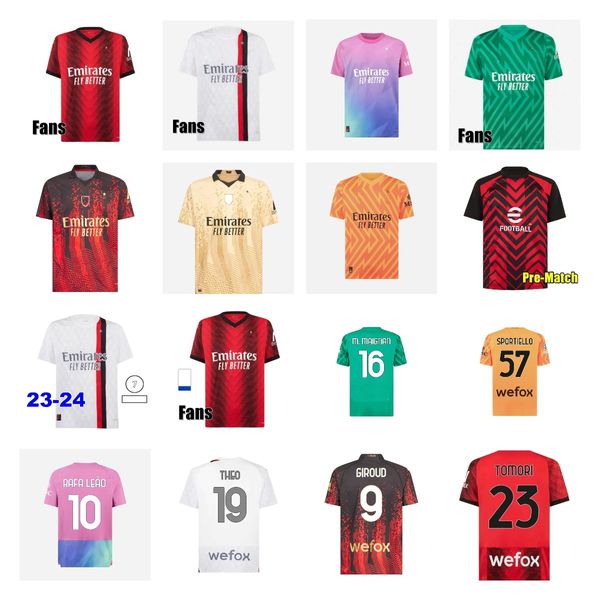 23/24 PULISIC Soccer Jerseys AC Milan Kalulu Legends 2023 2024 GIROUD TONALI THEO R.LEAO ROMAGNOLI S.CASTILLEJO KESSIE SAELEMAEKERS Hommes Enfants Kit chaussettes ensembles complets A.REBIC