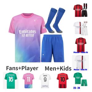 23 24 IBRAHIMOVIC Soccer Jerseys DE KETELAERE R. LEAO édition spéciale 4ème AC 2023 2024 GIROUD TONALI THEO R.LEAO ROMAGNOLI BRAHIM GARDIEN DE BUT FANS JOUEUR VERSION Milans