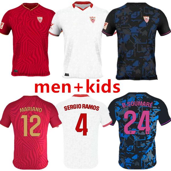 23/24 Maillots de football ISCO Sevillas FC LAMELA PAPU GOMEZ Maillots de football SERGIO RAMOS L.OCAMPOS J. NAVAS SUSO MUNIR Y.EN NESYRI 2023 2024 RAFA MIR Menkits Équipement pour enfants