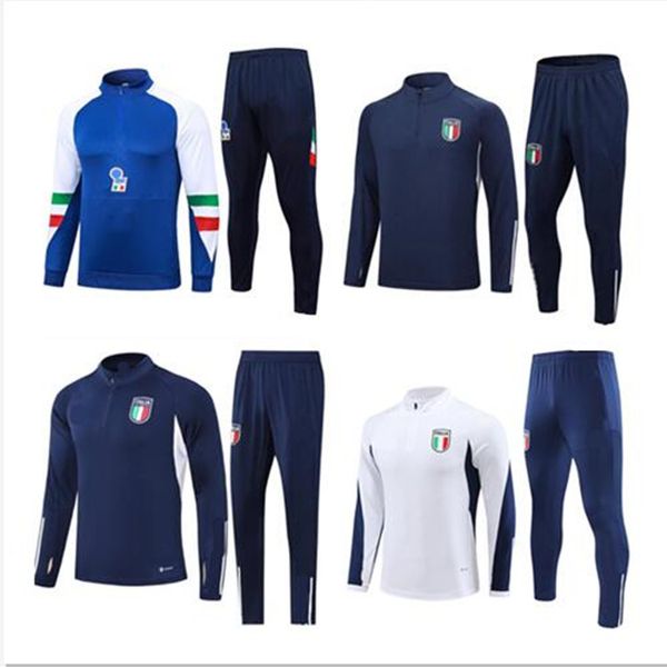 23 24 25 Italia Survetement Survetement Long Half Chaqueta Traje de entrenamiento Fútbol 2023 2024 Italia Man Football Sportswear Sportswear