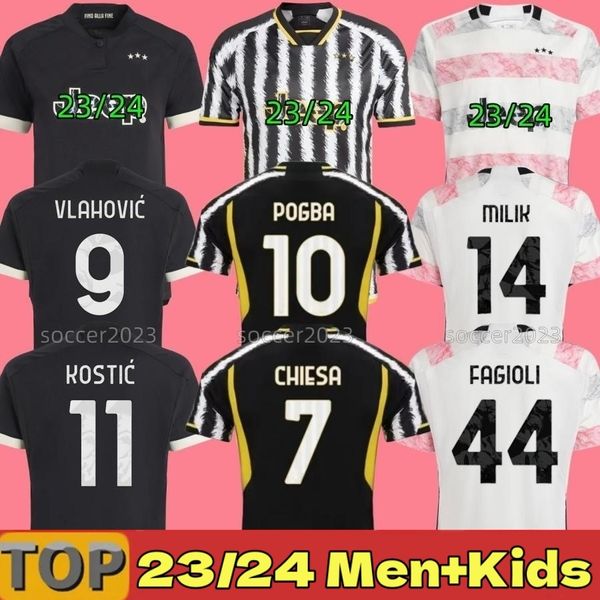 23 24 Juventus Soccer Jerseys Fagioli DI MARIA MILIK 22 2023 2024 Fans Player CHIESA McKENNIE VLAHOVIC POGBA VLAHOVIC Red CUADRADO KAIO JORGE Mens Kids Kit S-2XL 44#