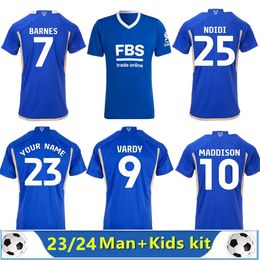 23 24 Leicester 9 Vardy voetbaltruien 2023 City Home 8 Tielemans # 10 Maddison 7 Barnes Maillot Foot Shirt Ndidi Iheanacho Ayoze Ndidi Daka Footballuniform Mannen Kids Kit