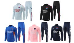 22-23 Lyonnais Trainingspakken voor heren, badgeborduurwerk Vrijetijdssportpakkleding outdoor Sporttrainingsshirt