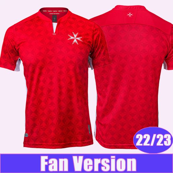 22 23 Malta National Team Mens Jerseys Home Red Red Cl￡sica Camisas de f￺tbol Uniformes de manga corta