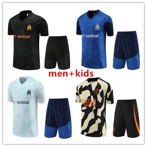 23 24 Marseille Trascksuit AUBAMEYANG Soccer Jersey Hommes Enfants Training Suit 2023 2024 Olympique de Marseille Survetement Maillot Foot Manches courtes Sportswear