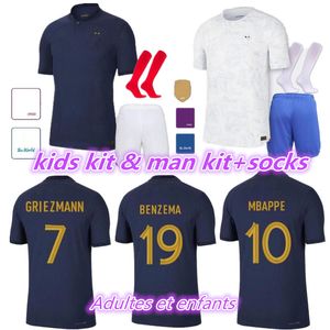 22 23 MBAPPE Kit adulte français maillots de football Benzema GRIEZMANN KANTE POGBA ZIDANE GIROUD MATUIDI Kimpembe VARANE équipement Maillotde maillot de football hommes kit enfants