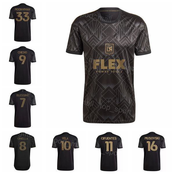 22/23 Hommes Maillots de football MLS LAFC Los Angeles FC 10 Carlos Vela 9 Diego Rossi 20 Eduard Atuesta 7 Latif Blessing 32 Marco Farfan Maillot de football noir Kits Nom personnalisé