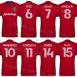 22-23 MLS Soccer Royal Salt Lake Jerseys 21 Schmitt 7 Wood 6 Ruiz 9 Meram 10 Cordova 18 Matemáticas 2 Brody 16 Chang 12 Caldwell Team Camisa de fútbol Rojo Kits personalizados