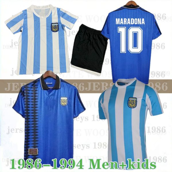 Maillot de football Maradona 1986 1994 Argentine rétro 86 Vintage Classic Argentine Maradona 78 Chemises de football Maillot Camisetas de Futbol 86 94 chemise pour hommes et enfants