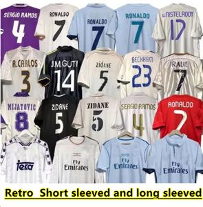 Retro Real Madrids Soccer Jersey Shirts de football à manches longues Guti Ramos Seedorf Carlos 10 11 12 13 14 15 16 17 Ronaldo Zidane Raul 00 01 02 03 04 05 06 07 Finales Kaka 88
