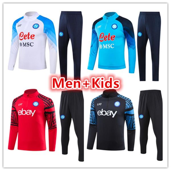 22/23/24 Napoli TrackSuit Soccer Jersey Kit de football 2023 2024 SSC Naples AE7 D10S Hommes Training Suit Wear Formation Tuta Chandal Squitude Jogging TrackSuits Set