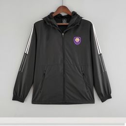 22-23 Orlando City SC herenjas vrijetijdssport Windjack Jerseys volledige ritssluiting Windbreakers met capuchon Herenmode jas Logo op maat