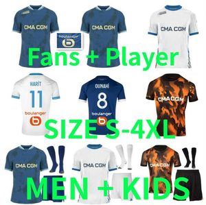 23 24 25 MARSEILLS MBEMBA Veretout Soccer Jerseys 2024 2025 Maillot Foot om Vitinha Guendouzi Gigot Harit Clauss voetbal Shirts Men Kids Uniform Fan Player versie