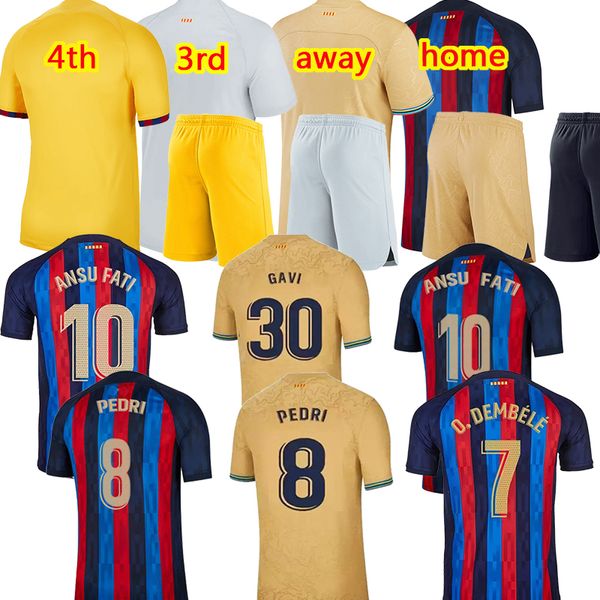 22 23 Jerseys de football Pedri Lewandowski Barcelonas GAVI ANSU FATI Barcelones soccer jerseys RAPHINHA shirt barca kit kids Adult tops