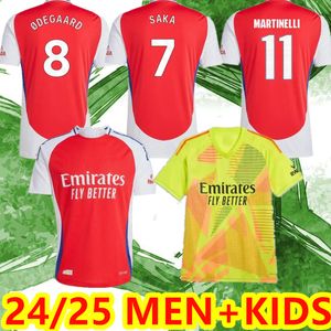 Nieuwe 2024 Saka voetbalshirts G. Jesus Odegaard Jerseys 24 25 Gunners Martinelli Smith Rowe Thomas Nketiah Zinchenko Saliba Saliba Men Kids voetbalshirt Heren S-4XL