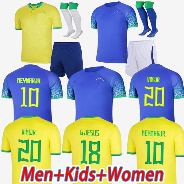 22 23 camisetas de fútbol personalizadas, indumentaria de fútbol CASEMIRO Selección Nacional G.JESUS P.COUTINHO Estadio Local/Visitante hombre Mujer Niños Conjunto L.PAQUETA T.SILVA PELE MARCELO