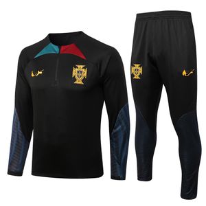 22-23 Portugal heren Trainingspakken LOGO borduren voetbal Training kleding buitensport pak met lange mouwen jogging shirt2626