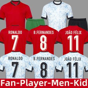 2024 euro Portugal Fan Player versión hombres niños kits de fútbol RONAldos Hogar lejos Camisa de futebol B.FERNANDES R. LEAO JOAO FELIX BERNARDO G.RAMOS cr7s camisetas de fútbol