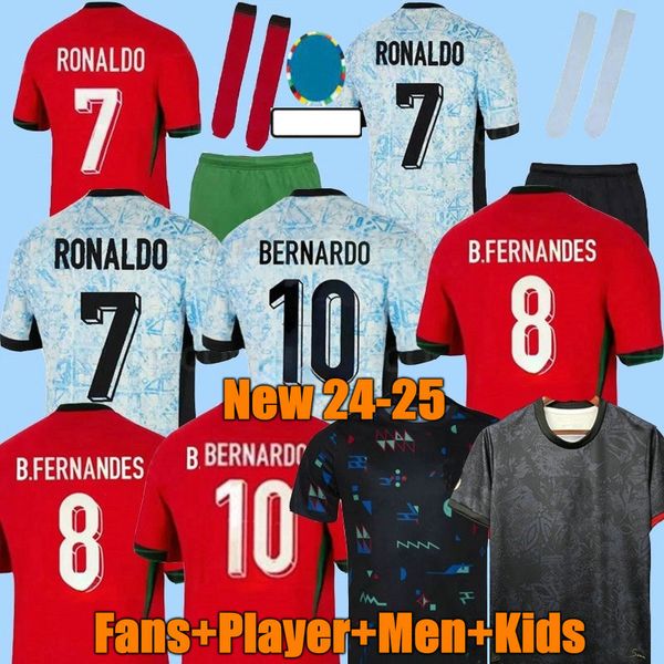 24 25 Portuguesa Soccer Jerseys Fernandes Ronaldo Portugal 2024 2025 FOOTBALLS Shirts Men Kids Kit B.Fernandes Joao Felix Bermardo Women Fans Player Version Version Version