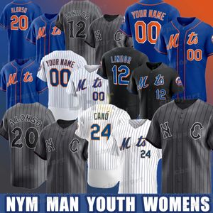 Mets l 2024 City 12 Francisco Lindor Baseball Custom Jerseys Pete Alonso Jacob Degrom Scherzer Francisco Alvarez Edwin Diaz Kodai Senga Piazza Starling Marte McNeil